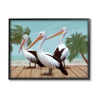 Stupell Tropical Pelicans Beach Boardwalk Framed Giclee Texturized Wall ...