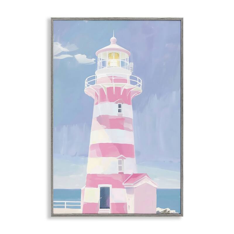 Stupell Muted Coastal Lighthouse Framed Giclee Art Design By Arlington Prints - 16 x 24 - Grey