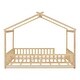 preview thumbnail 61 of 68, Wooden House Bed with Fence, Pine Wood Bed Frame with Roof and Safety Guardrail for Kids, Boys or Girls