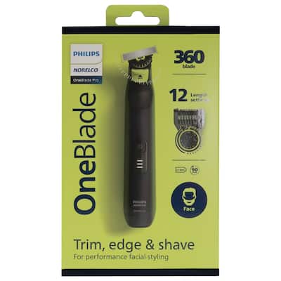 Philips Norelco OneBlade 360 Pro Hybrid Electric Trimmer, QP6531/70, Black - White