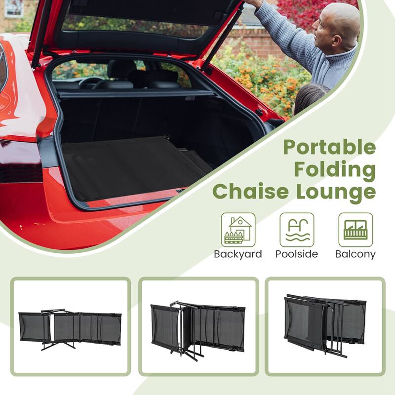 Costway 2 Piece Patio Folding Chaise Lounge Chairs with 6-Level - See Details