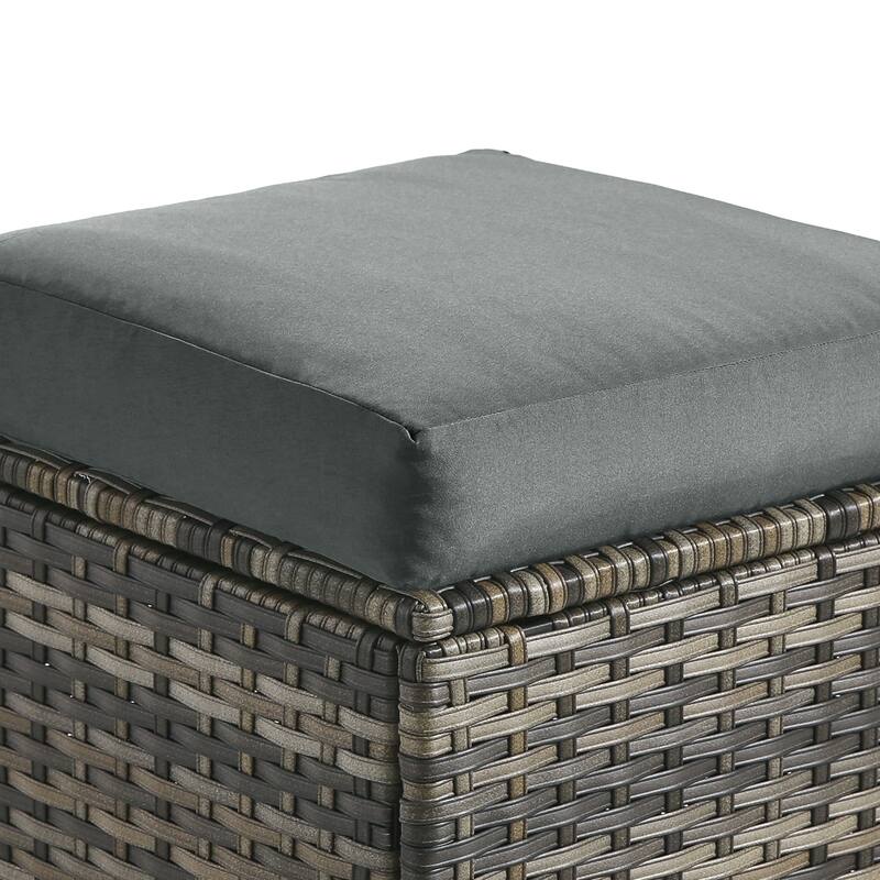 Outdoor Patio PE Wicker Ottoman with Cushion