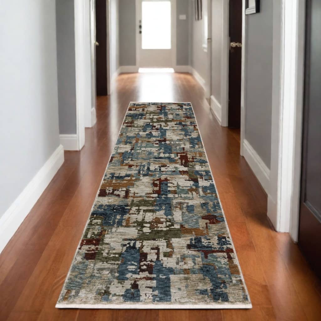 HomeRoots Abstract Modern Runner Area Rug