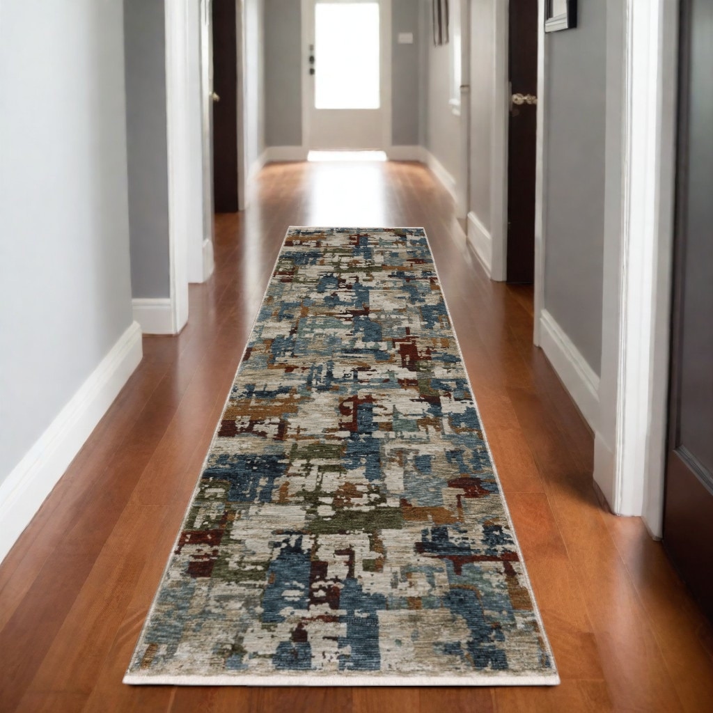 HomeRoots Cefi Abstract Modern Runner Area Rug