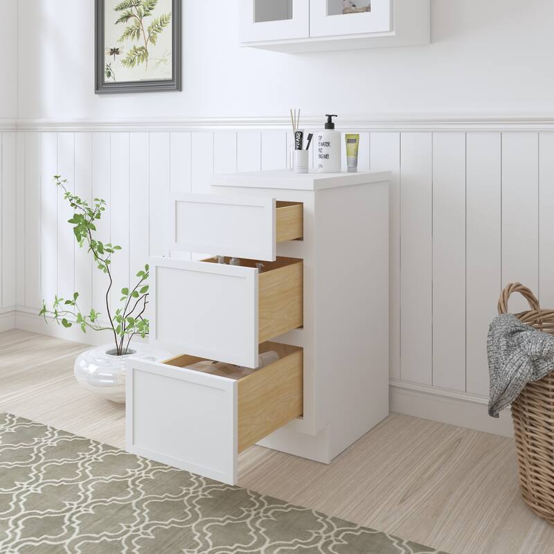 Vanity Art 15" Freestanding Single Base 3 Drawers Storage Cabinet