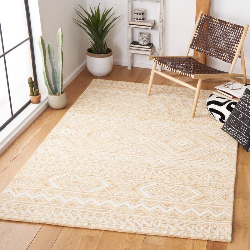 SAFAVIEH Handmade Metro Symela Boho Moroccan Wool Rug - 5' x 8' - Gold/Ivory