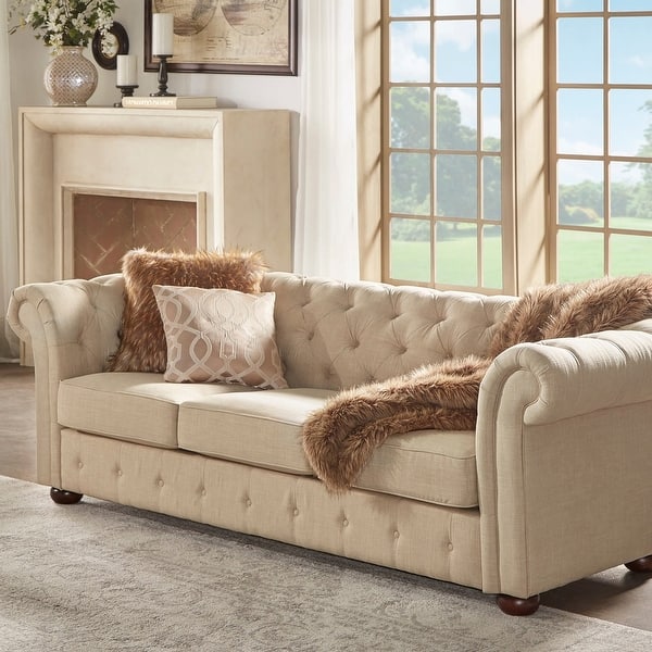 Knightsbridge Beige Chesterfield Sofa And Seating By Inspire Q Artisan On Sale Overstock 8763005