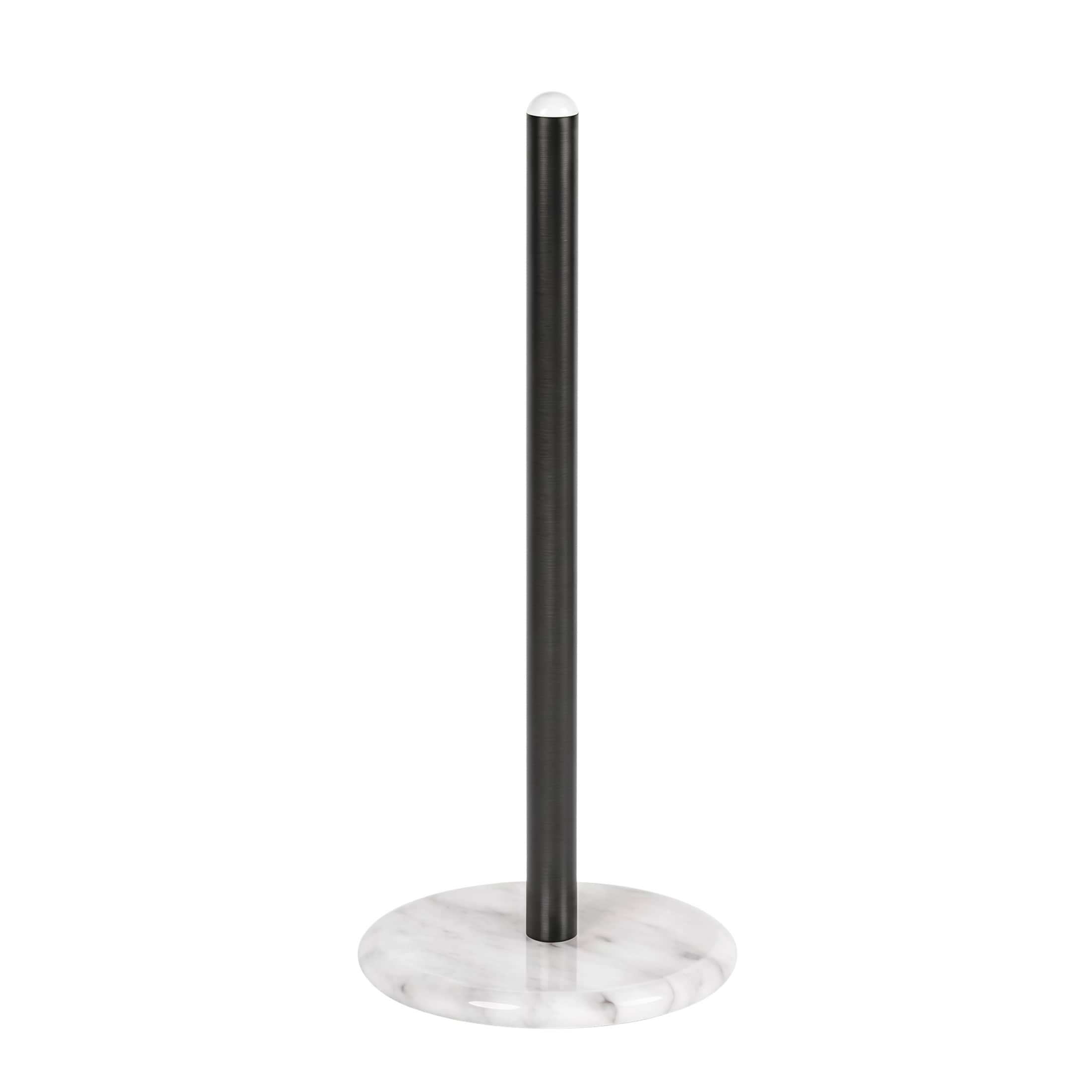 Creative Home White Marble Paper Towel Holder with Black Metal Pole