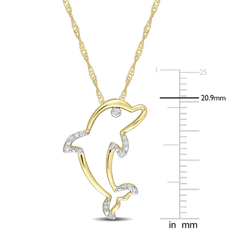 Miadora 10k Yellow Gold Diamond Accent Dolphin Necklace