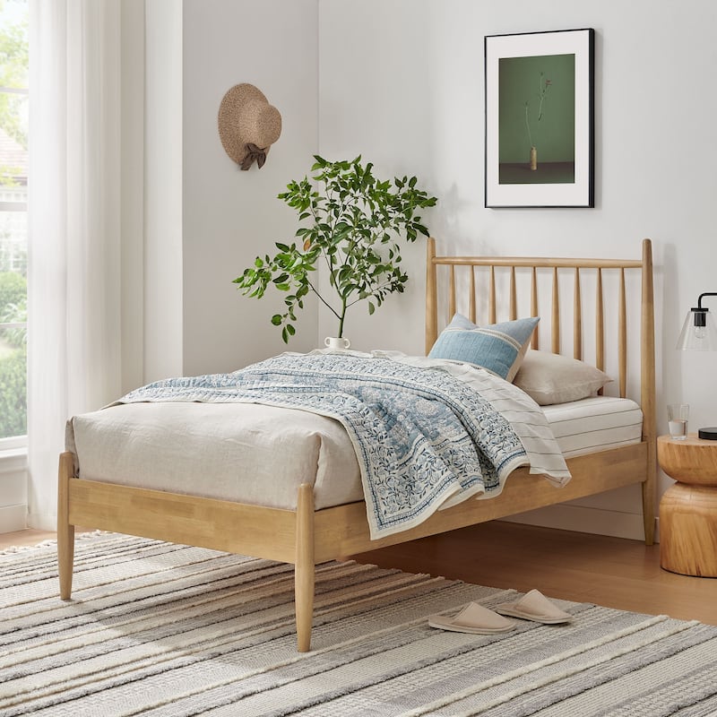 Zane Size Spindle Bed - Light Oak - Twin