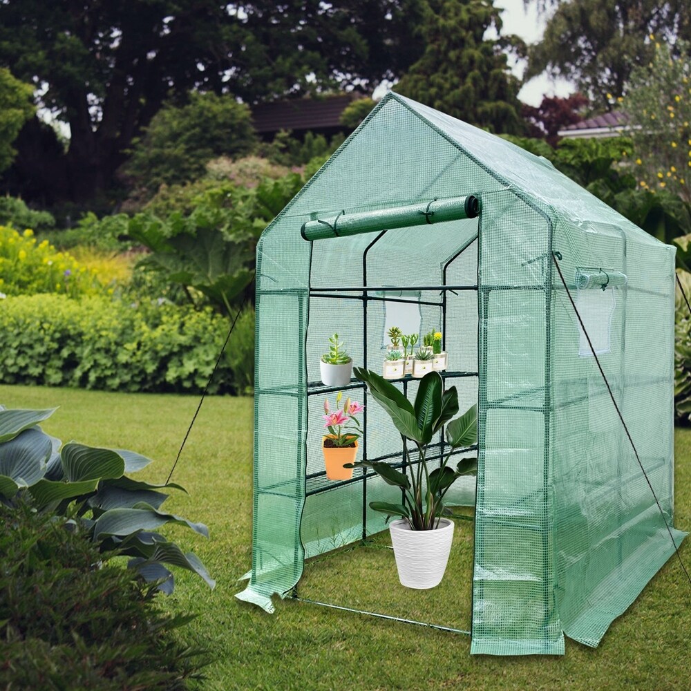 Neighborhood SRL MINI GREENHOUSE ガーデニング Mini Walk-in Greenhouse Indoor Outdoor -2 Tier 8 Shelves- Portable