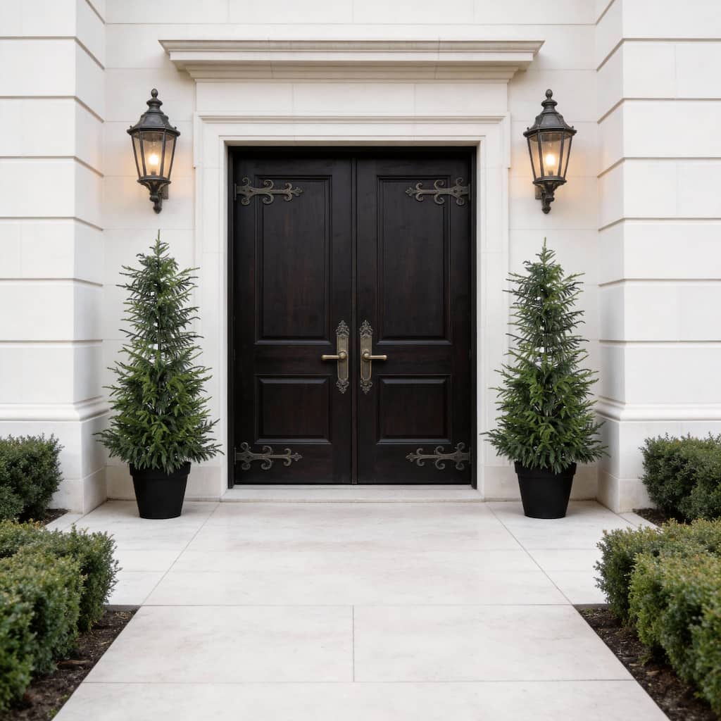 4" Artificial Real Touch Pine Tree in Black Plastic Pot, 2pc/set