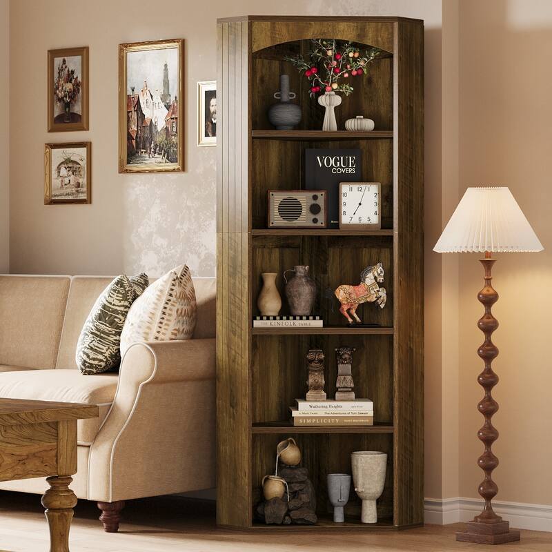 Corner Storage Cabinet, Corner Shelf Bookshelf Bookcase Display Rack, Living Room Bedroom Kitchen Home Office