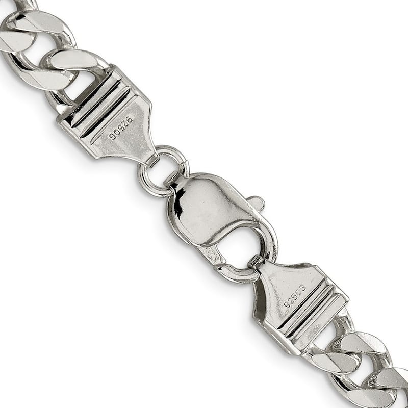 Curata 925 Sterling Silver 8mm Curb Chain Necklace for Men