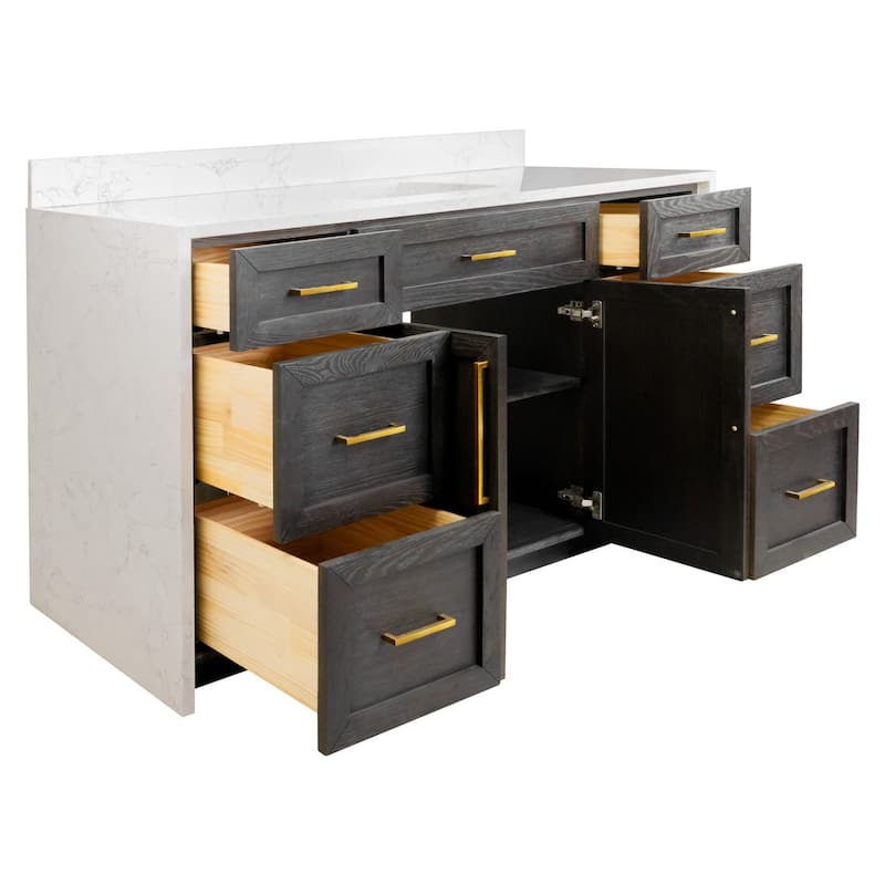 KitchenBathCollection Palisade 60" Single Waterfall Vanity with Engineered Marble Top