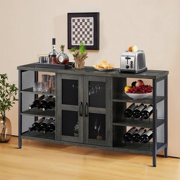 Vintage Stylish Bar Sideboard with Wine Racks and Stemware