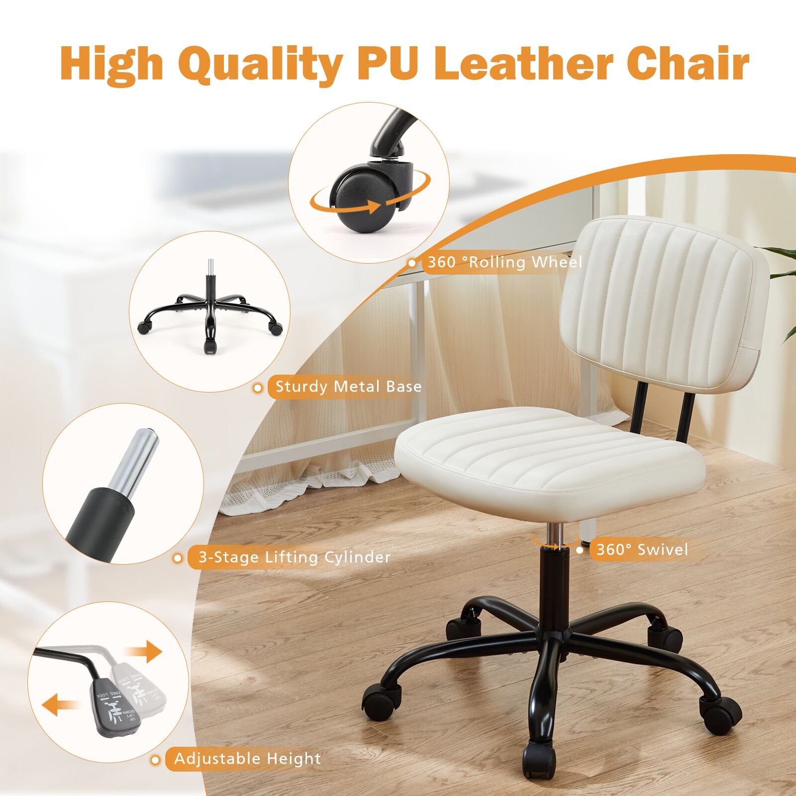 Chair with cheap small wheels