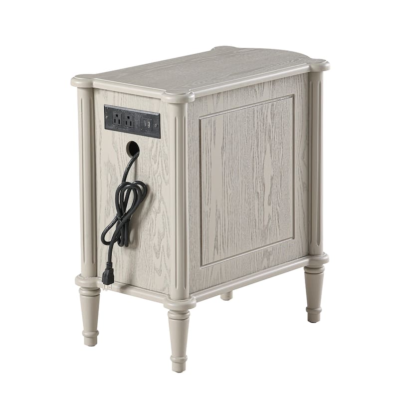 COZAYH Farmhouse 3-Drawer Bedside Table with Charging Station, Vintage Bronze Handles, Solid Pine Legs