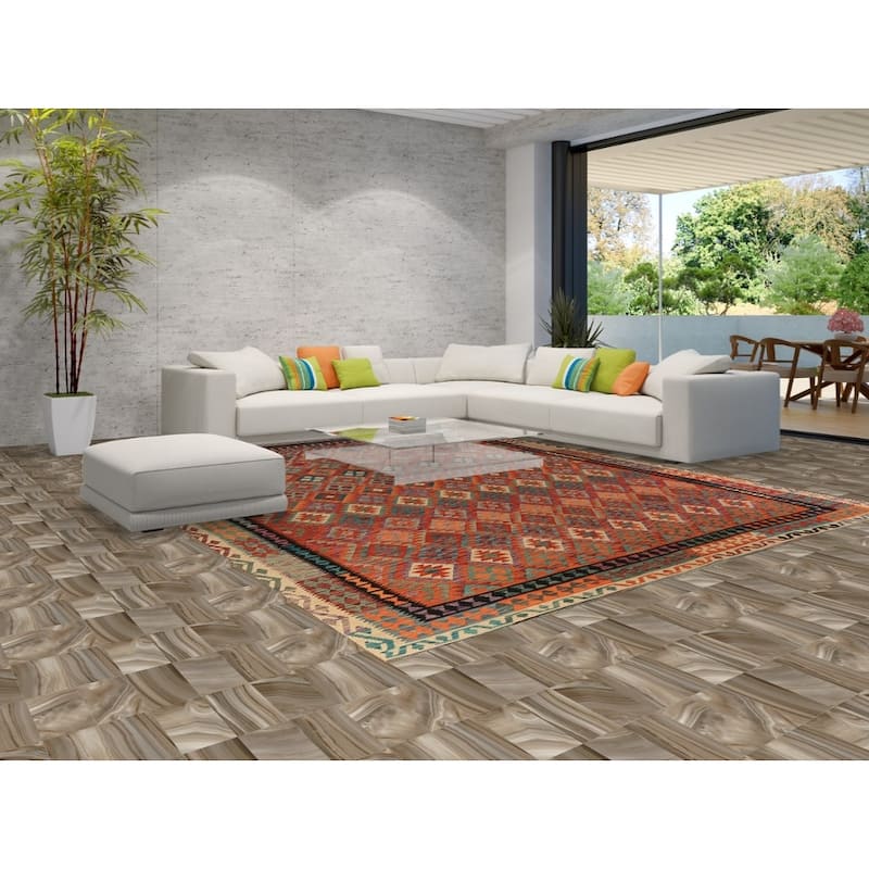 Reversible Kilim Oriental Area Rug Flatweave Wool Carpet - 10'4"x 13'0"