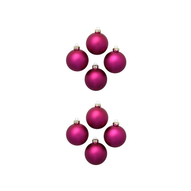 Matte Finish Glass Christmas Ball Ornaments 3.25" (80Mm) Pink 8Ct