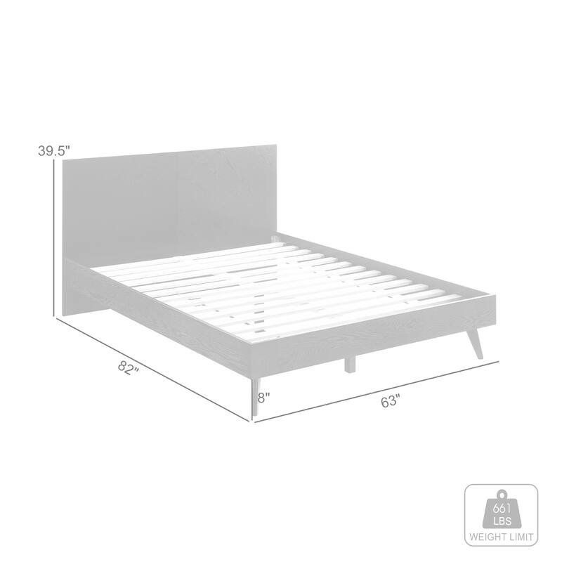 Petra Black Wood King or Queen Platform Bed Frame with Headboard