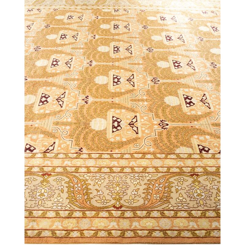 Overton Hand Knotted Wool Vintage Inspired Traditional Mogul Brown Area Rug - 9' 0" x 12' 5"
