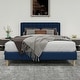 preview thumbnail 10 of 91, Caxkun Upholstered Platform Bed Frame with Wingback headboard