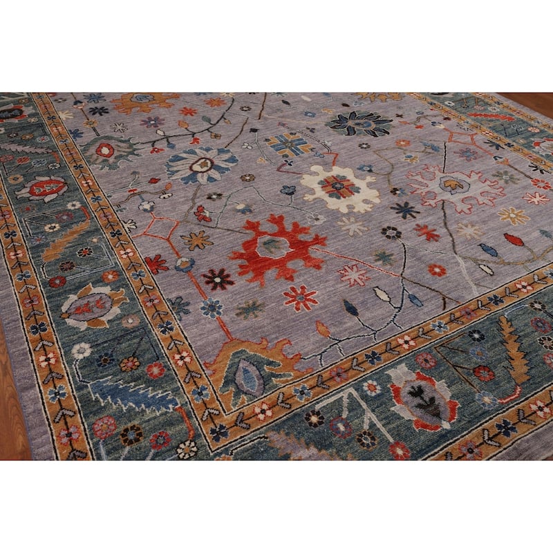 Vegetable Dye Grey Oushak Turkish Rug Hand-Knotted Wool Carpet - 8'9"x 11'9"