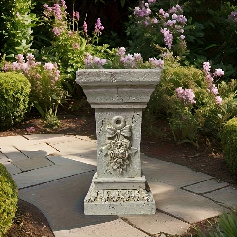 Garden Decorative Column, 12"Retro Elegant White Ancient Greek Style Roman Column, Suitable for Garden Decoration