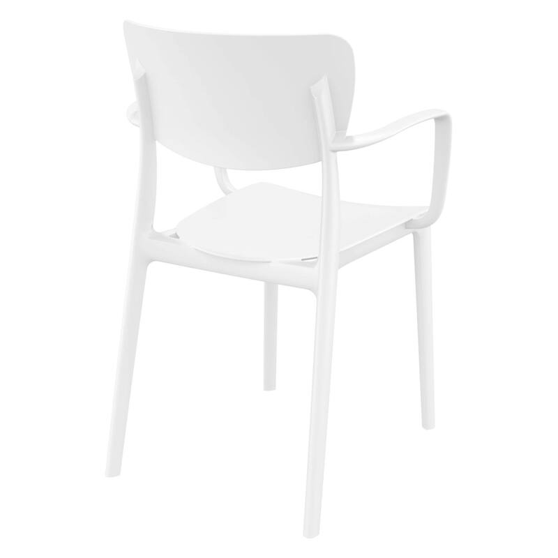 33" White Solid Stackable Patio Dining Arm Chair