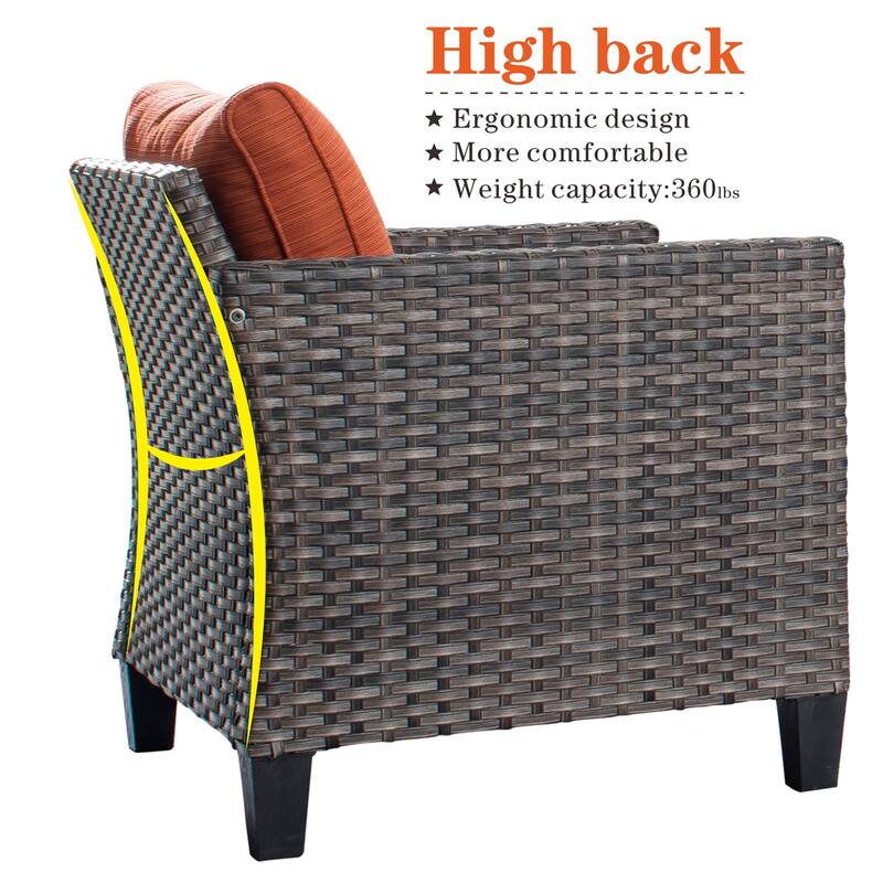 OVIOS 8-piece Patio Wicker Conversation Furniture Set with Swivel Chairs