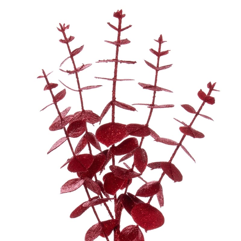 Vickerman 24" Red Artificial Eucalyptus Glitter Wreath.