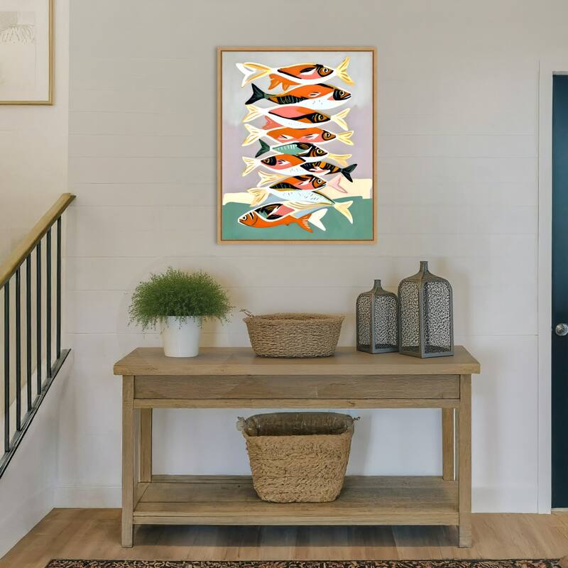 Sardines Meetup by Uma Gokhale Framed Canvas Wall Art