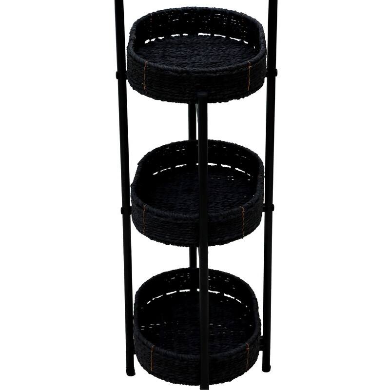 3 Tiers Tray Tables Paper Rope Woven Side Table for Living Room Kitchen Oval Storage Basket Small Shelves
