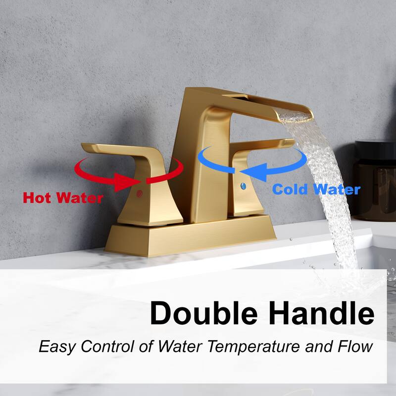 4 in.Centerset 2-Handle Waterfall Spout Bathroom Faucet