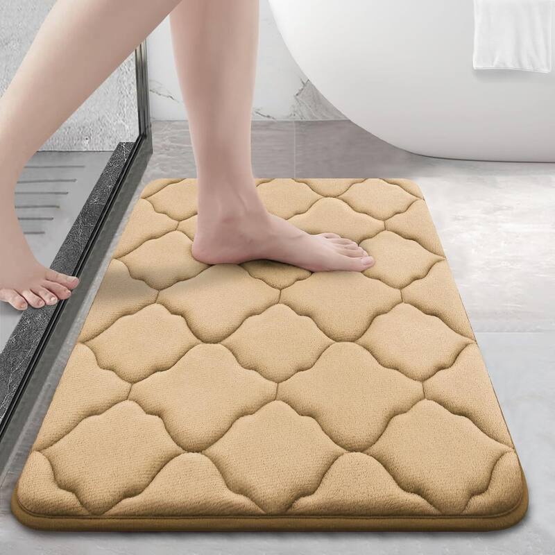 Memory Foam Bath Mat Rug 24x16 - Beige