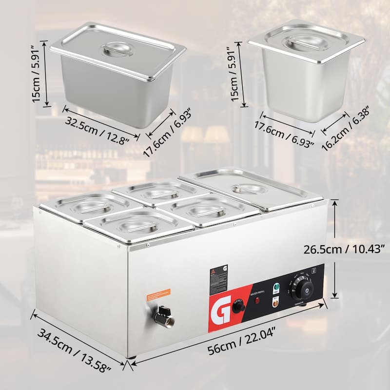 4/5-Pan Electric Commercial Food Warmer for Buffet