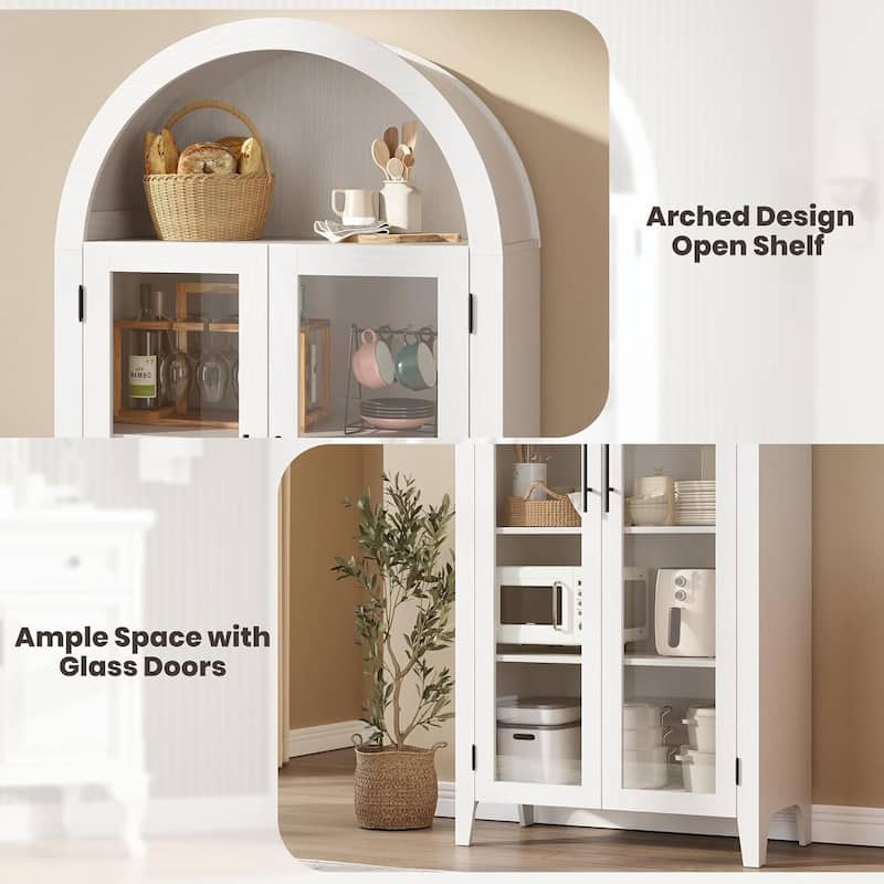 5 Tier Display Book Shelf Arched Kitchen Pantry Storage Cabinet