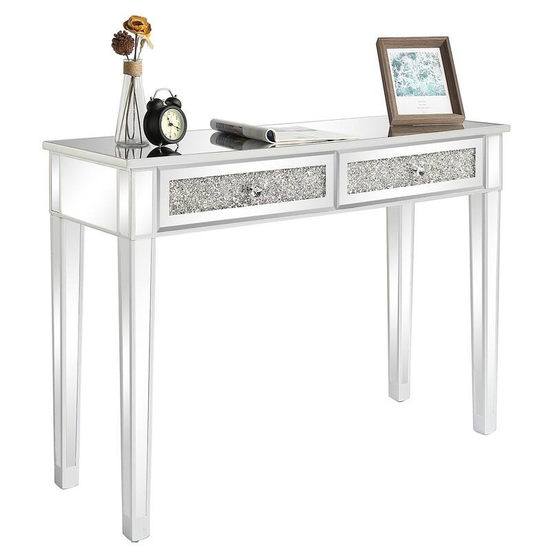 Modern Mirror Two-Drawer Computer Table Writing Desk