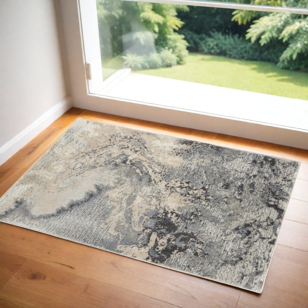 Power Loomed Abstract Modern Stain Resistant Area Rug - 60' X '36' X '0.5