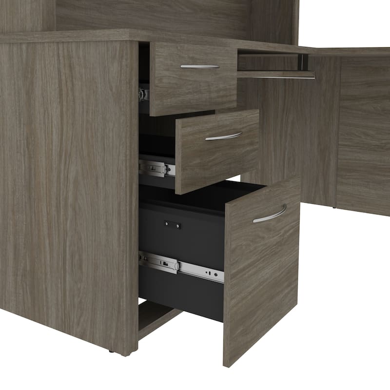 Bestar Embassy 6-drawer L-shaped Workstation Desk Kit
