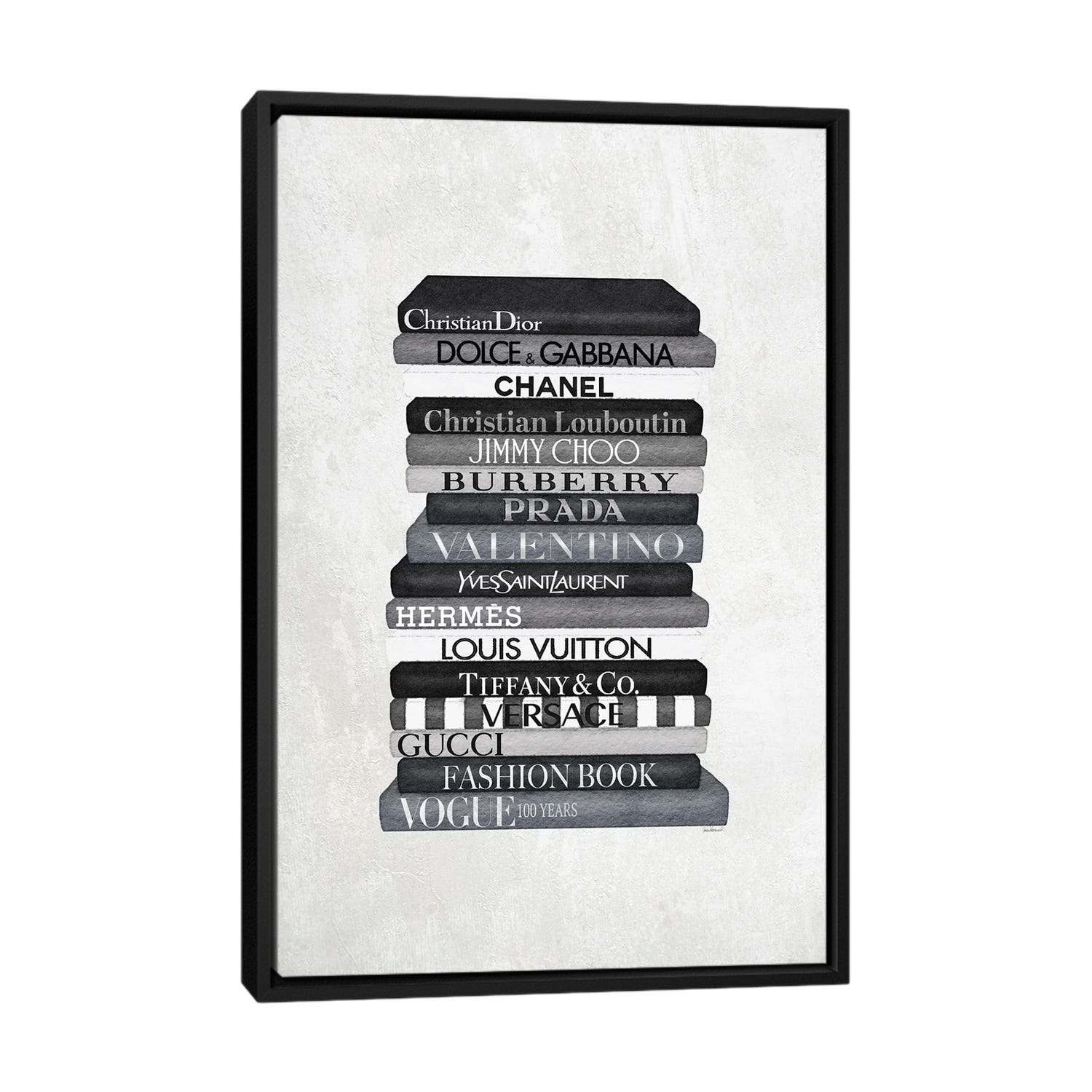 iCanvas Black, White & Teal Book Stack Art by Amanda Greenwood Canvas Art Wall Decor ( Fashion > Fashion Brands > Tiffany & Co. art) - 18x12 in