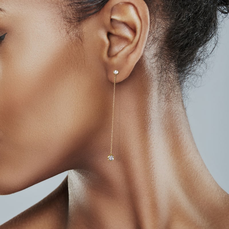 14k Gold 1/20ct TDW Diamond Linear Drop Earrings for Women