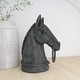 preview thumbnail 11 of 20, Black Polystone Antique Style Head Horse Decorative Sculpture with Hitching Post and Gold Accents