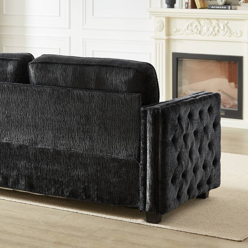 Convertible Couch with Pull-Out Sleeper Sofa Bed, Sturdy Frame, and Memory Foam Mattress