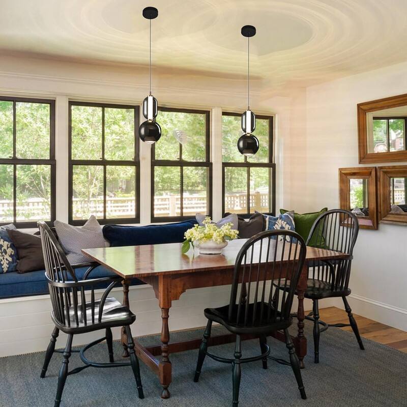 LED light fixtures black hanging light glass, metal pendant light