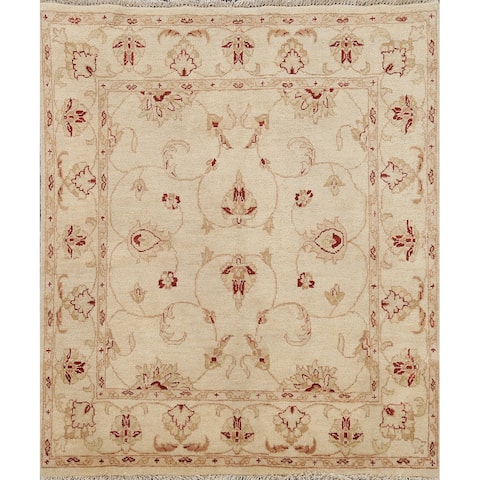 Vegetable Dye Square Oushak Chobi Oriental Wool Area Rug Hand-knotted - 4'10" x 5'0" Square