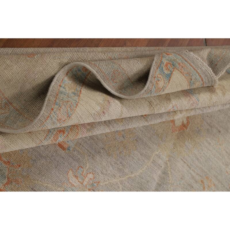 Hand Knotted Oriental 100% Wool Carpet Transitional All-Over Greys & Charcoal Oushak Area Rug - 11' 10'' X 9' 2''