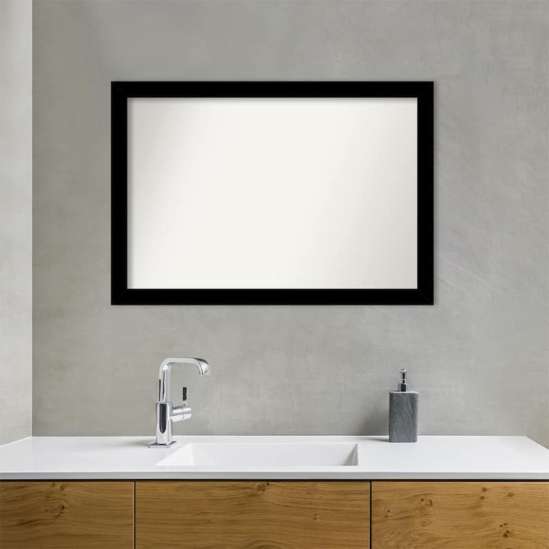 Brushed Non-Beveled Framed Bathroom Vanity Wall Mirror - Brushed Black