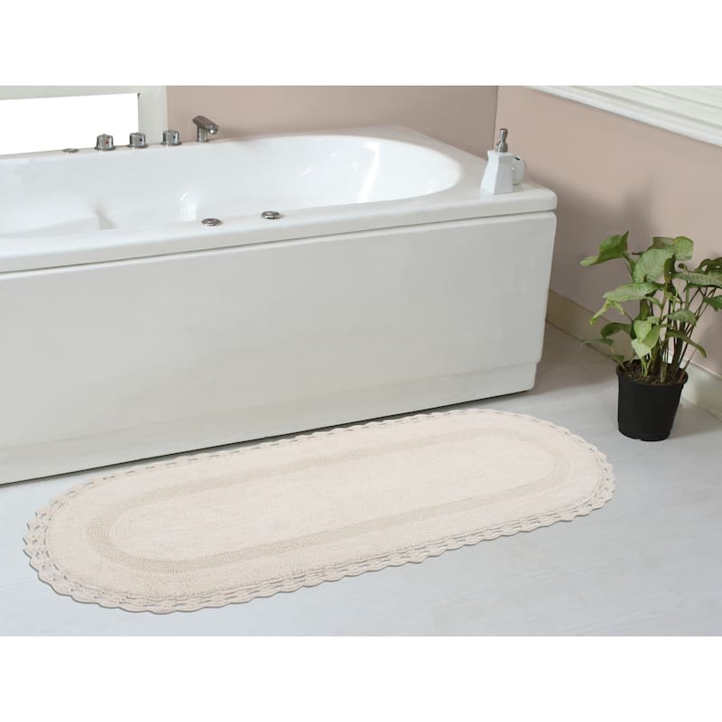 Hampton Contour Rug, Cotton Soft, Water Absorbent, Non Slip U Shape Contour Rug Machine Washable 20"x20" Contour - 21"x54" - Ivory